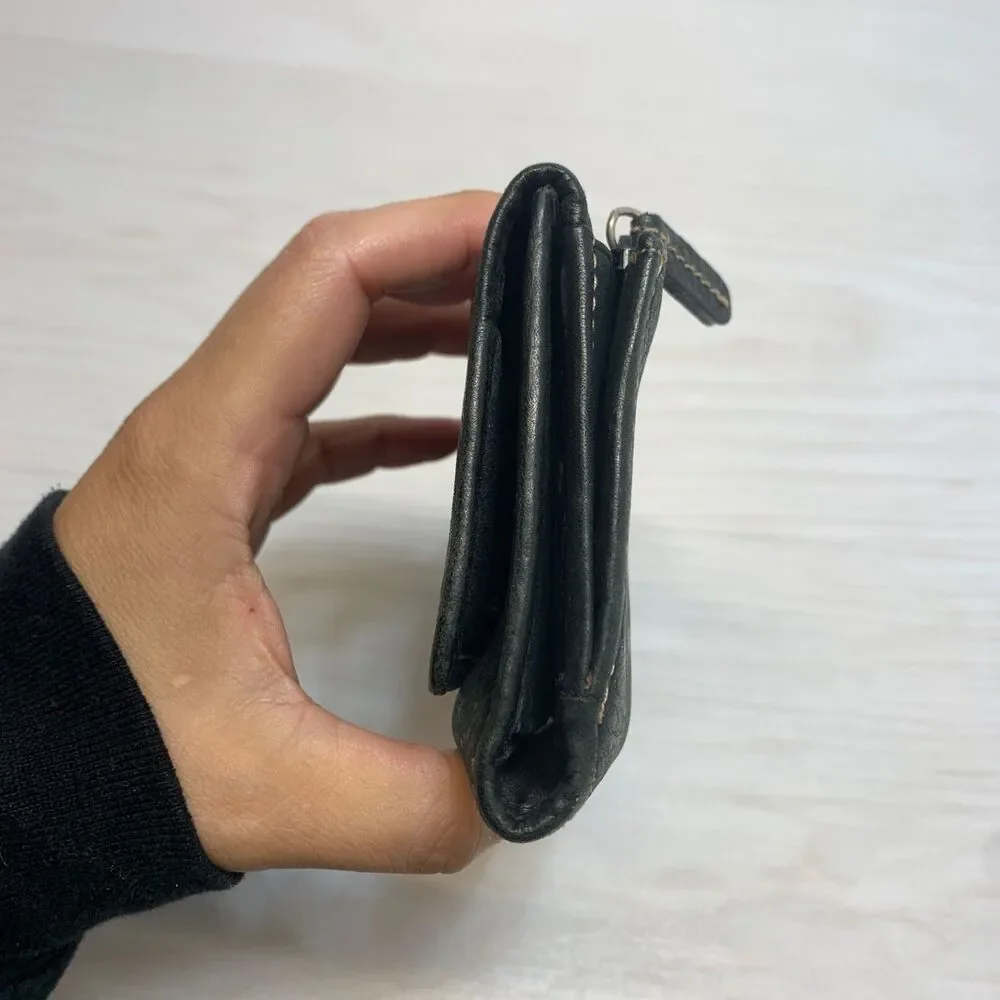 Fossil Women’s Black Leather Wallet Clutch‎ Credit Card Slots Zip